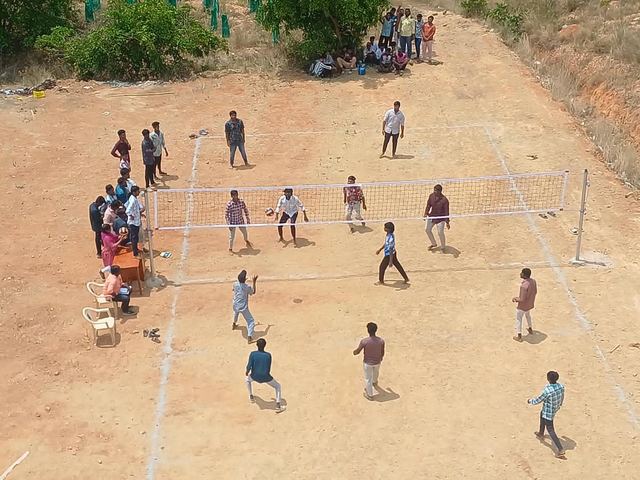 Volleyball match on the college ground